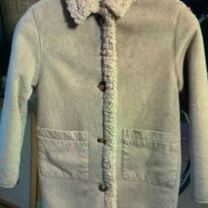 Kids Beige Sherpa-Lined Coat
